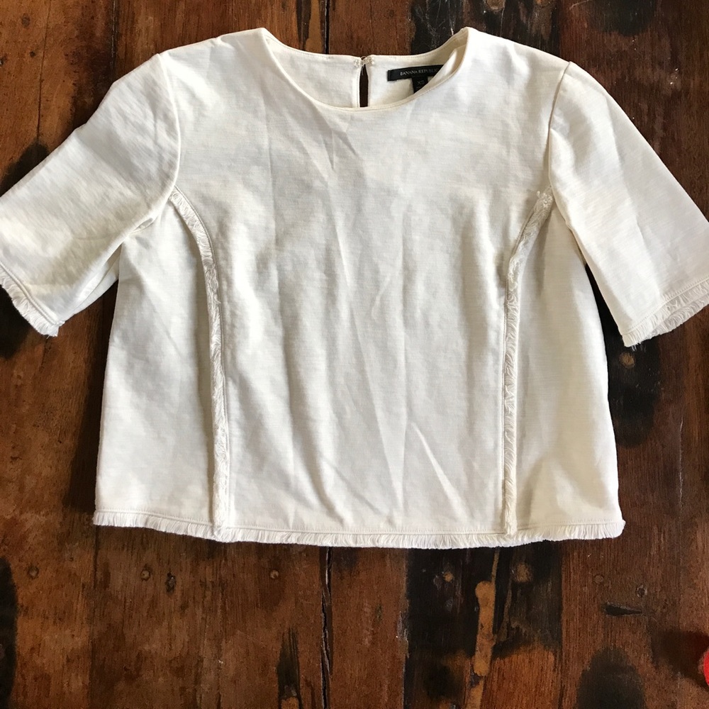Banana Republic cream/fringe top