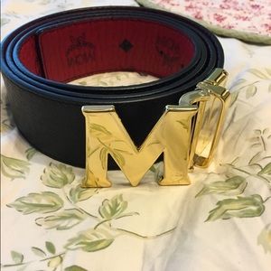 New MCM Ruby Red/Black Reversible Belt