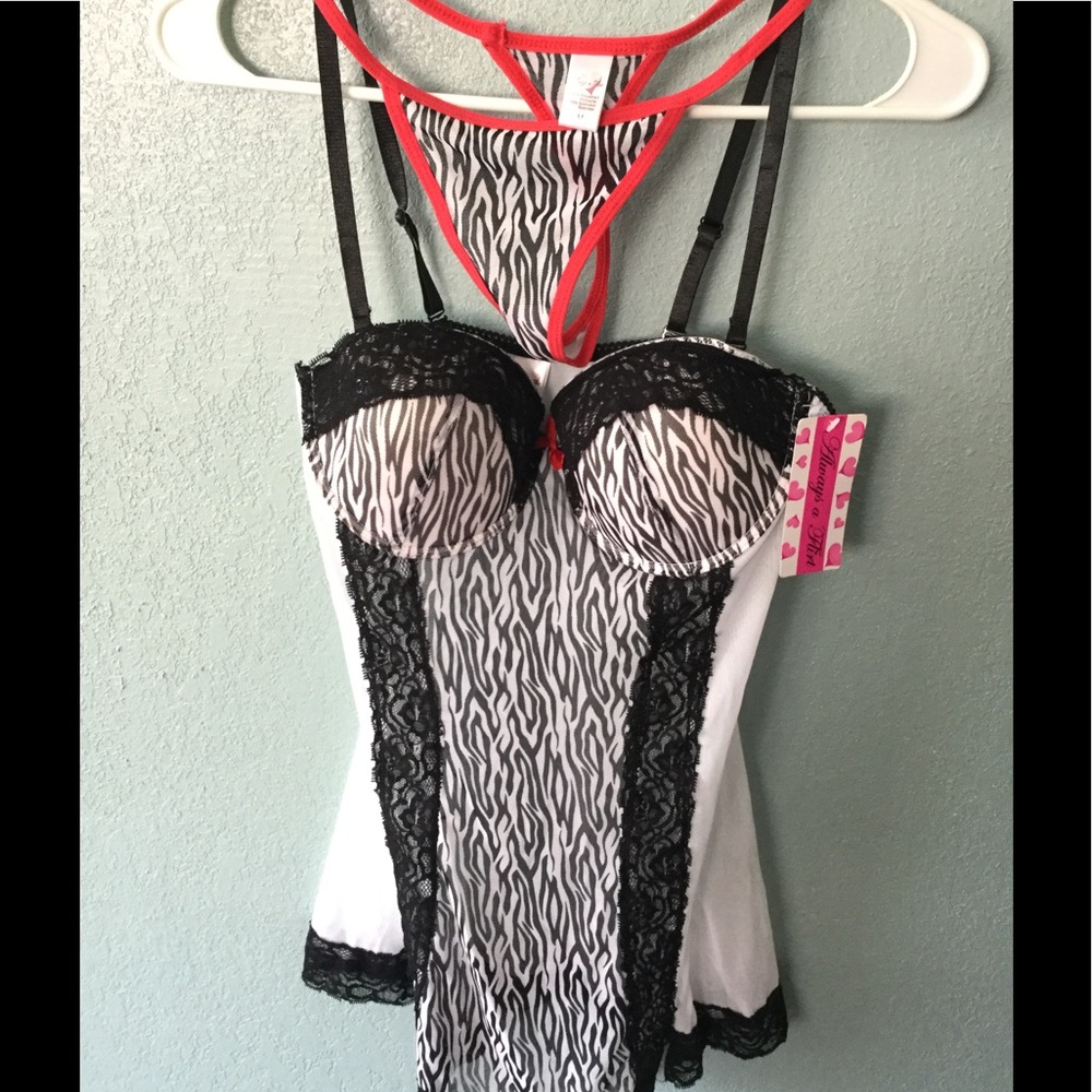 Zebra print babydoll nightie with matching thong