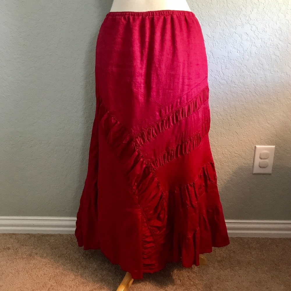 Anthropologie Fei Red Linen skirt