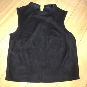 Aqua Faux swede sleeveless crop  top