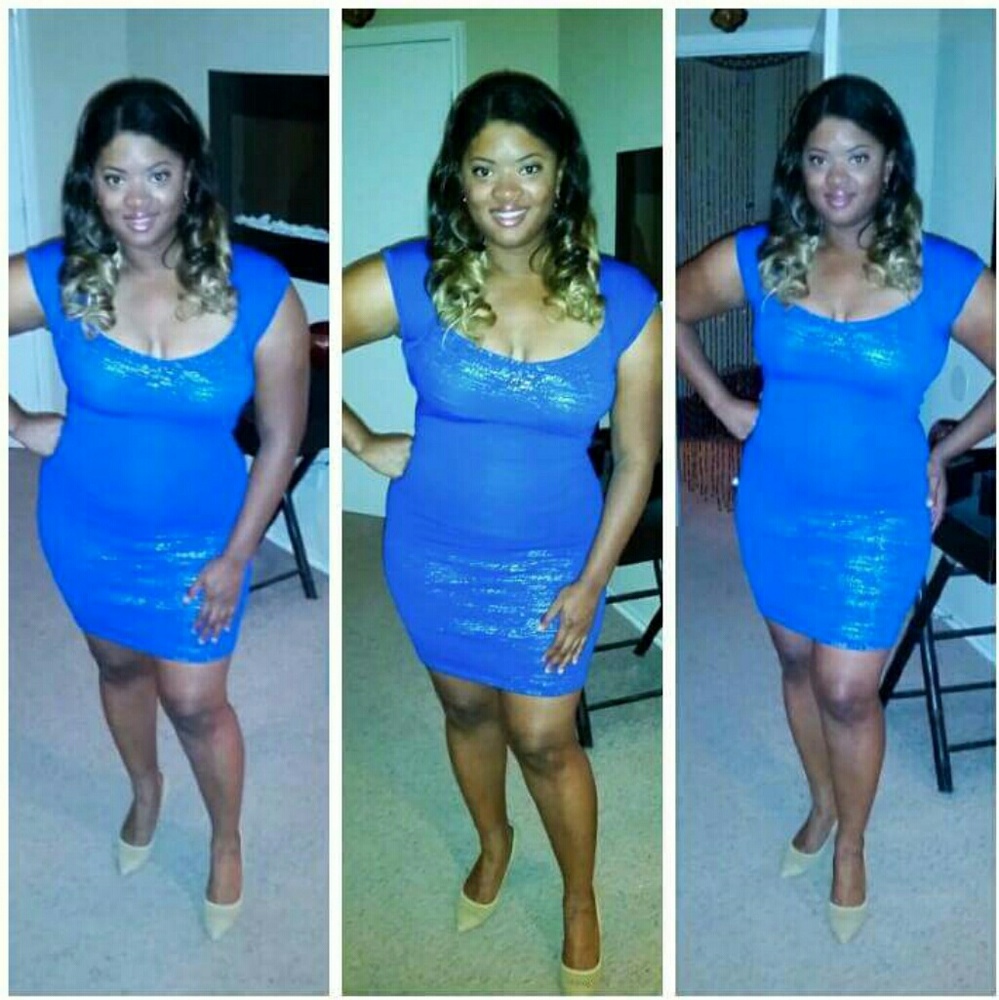 Blue & Gold Knit Bodycon