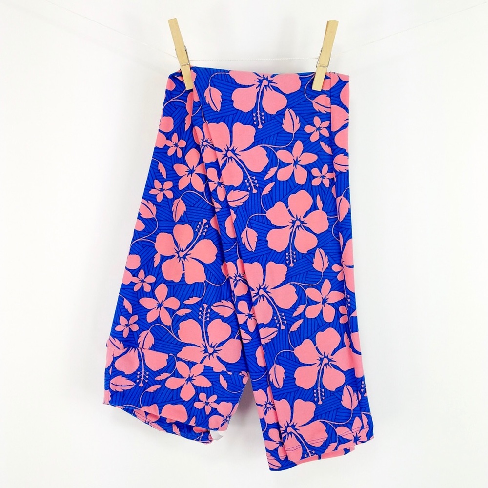 Lularoe OS Leggings Hibiscus Flower Blue Pink