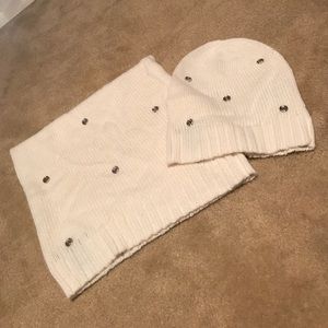 White Embellished Victoria Secret Scarf & Hat