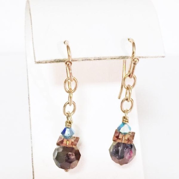 14k gold dangle hook earrings