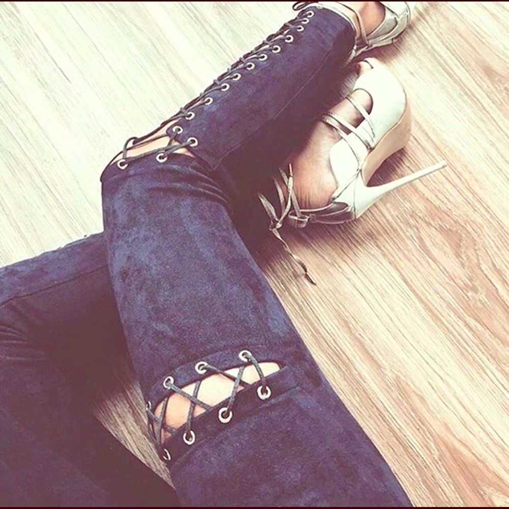 🎀DOLLSKILL Halo Angel Suede Lace Up RARE Pants🎀