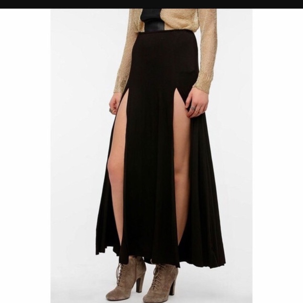 Kimchi Blue double slit black maxi skirt