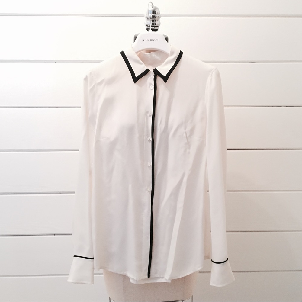 J Crew • white shirt with black trim
