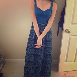 PRINTED BLUE MAXI DRESS