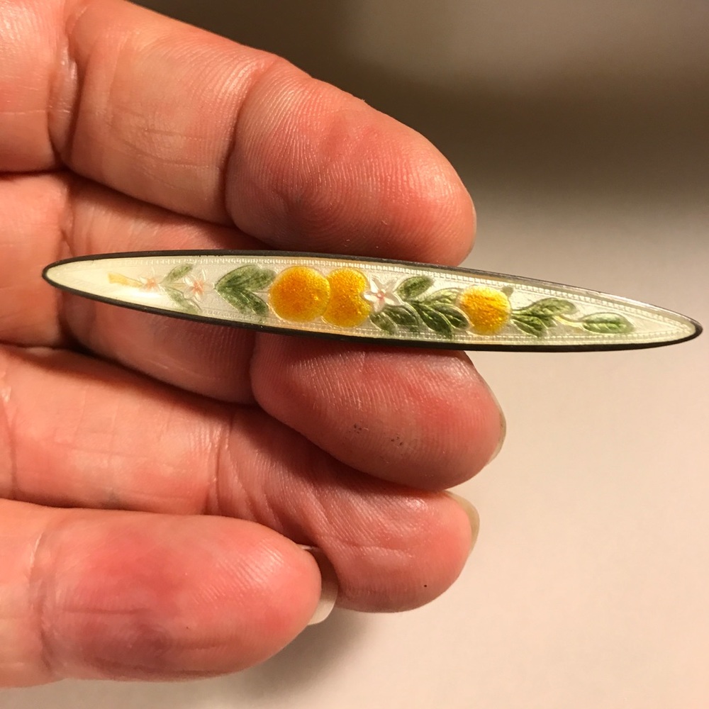 Vintage Sterling Enamel Pin w Oranges