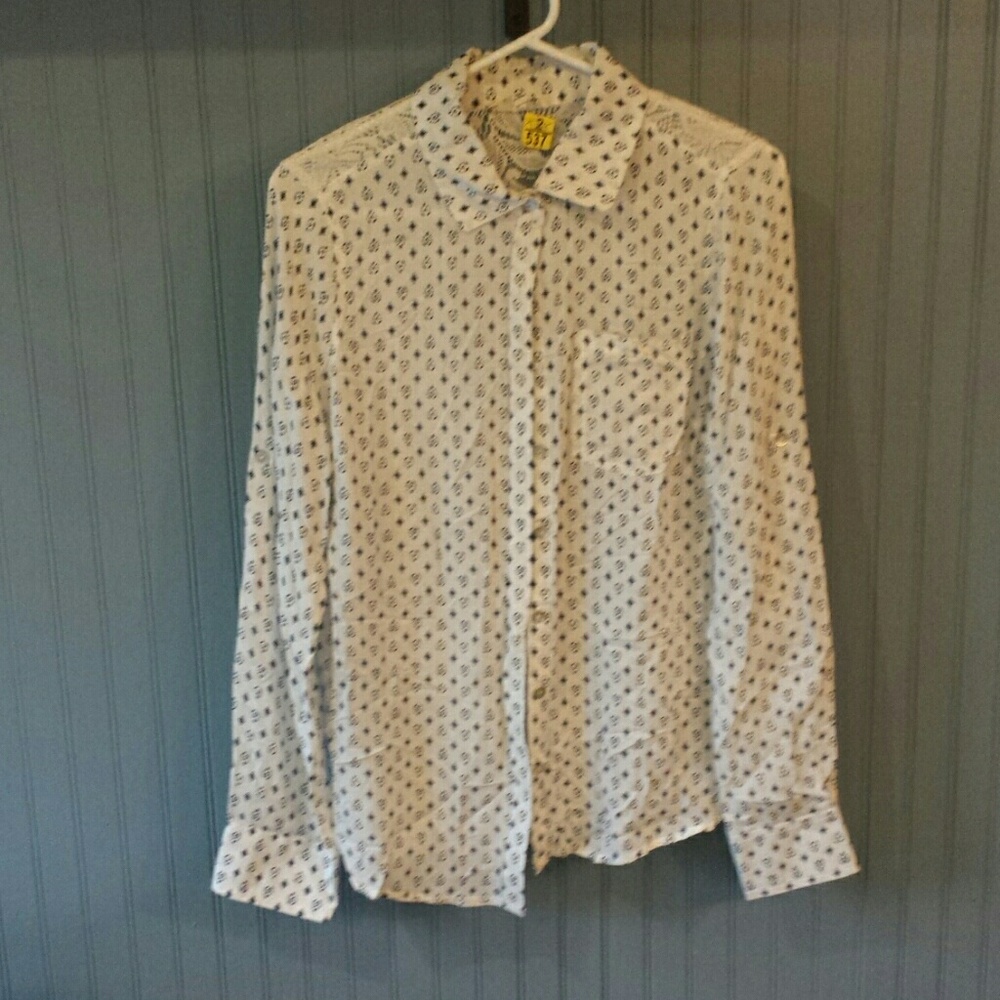 Lace back button down blouse