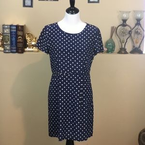 Madewell Polka Dot Silk Dress Sz 10 Navy