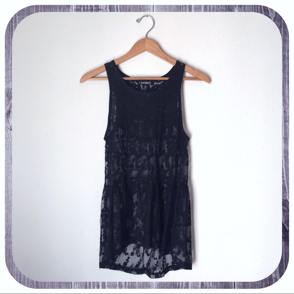 Express, Lace Babydoll Tunic, Black