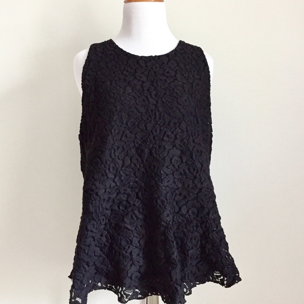LOFT Black Crochet Lace Peplum Blouse - Picture 2 of 3
