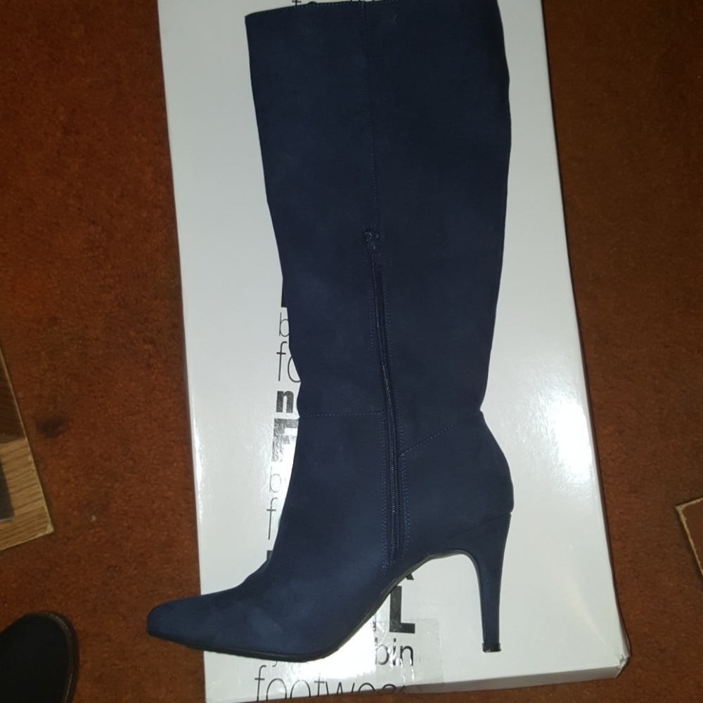 Blue below knee boots