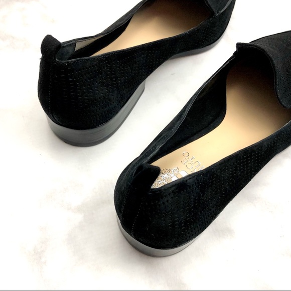 Black Suede Laser Cut Pointed Toe Flats - Picture 5 of 6