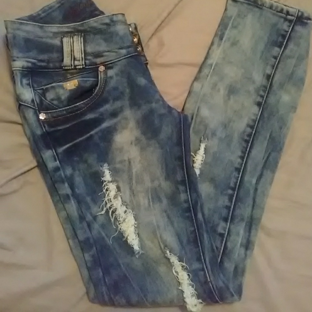 Blue ripped jeans