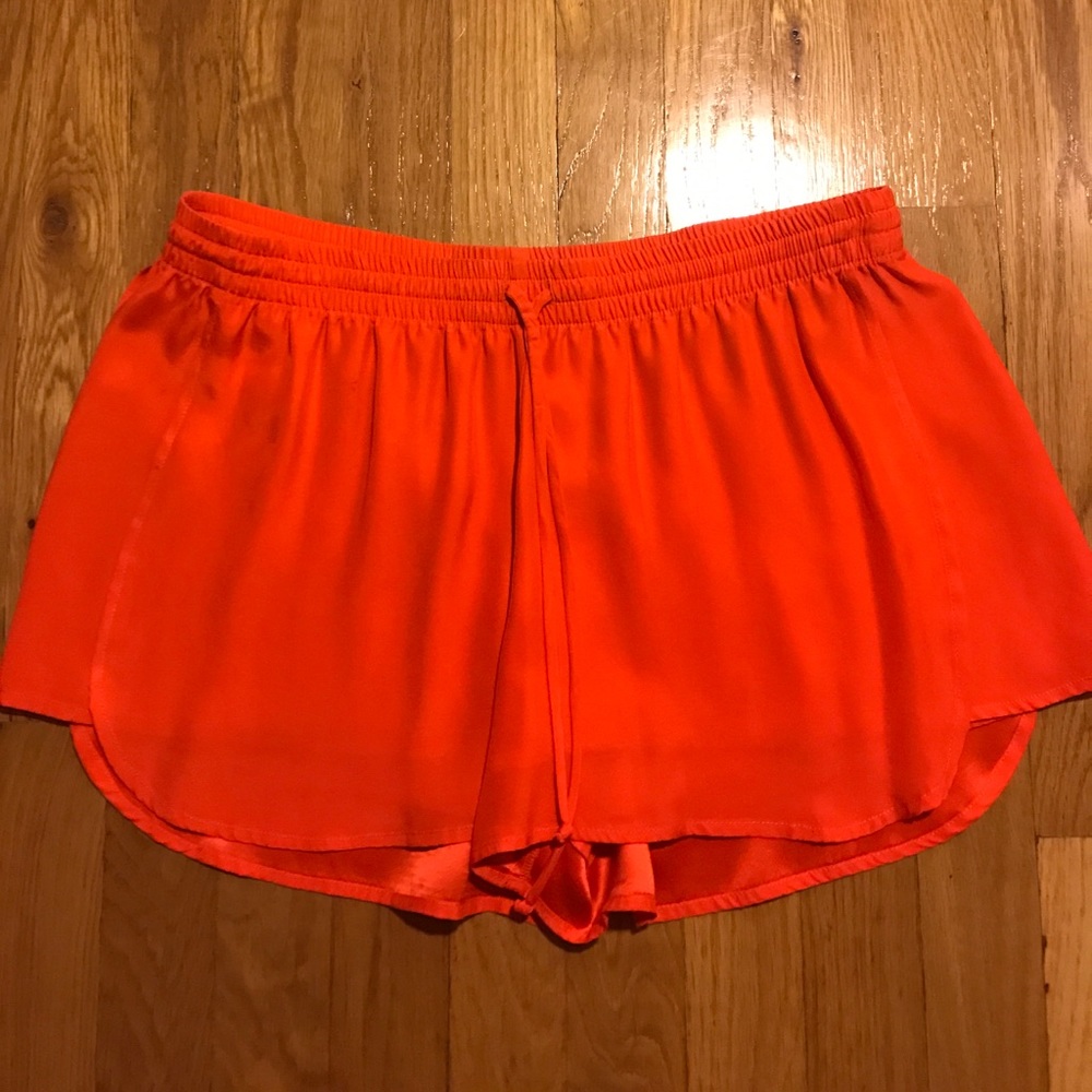 Georgie Orange Silk Shorts