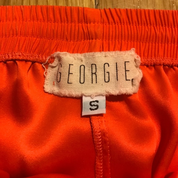 Georgie Orange Silk Shorts - Picture 2 of 4