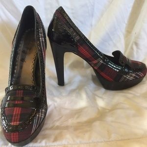 Lulu Townsend Red/Black Plaid Platform Loafers