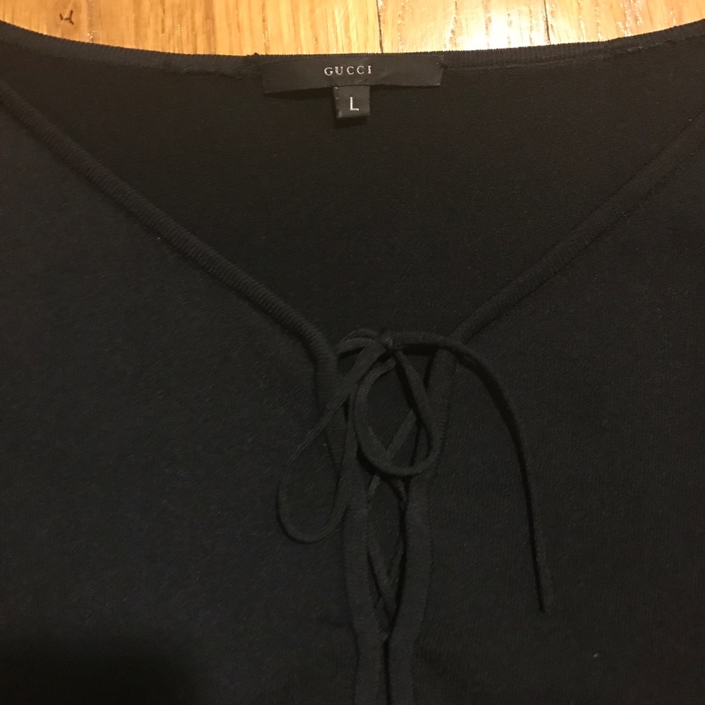Gucci Black Lace-up Top