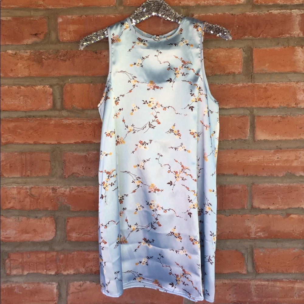 Kimchi Blue satin silk light blue dress