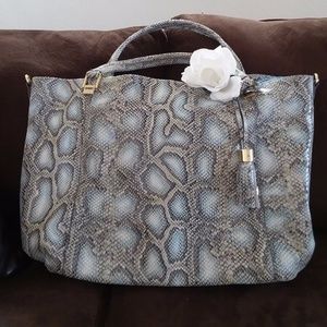 Blue/Grey Snake print Tote (tassels/gold tone hw)