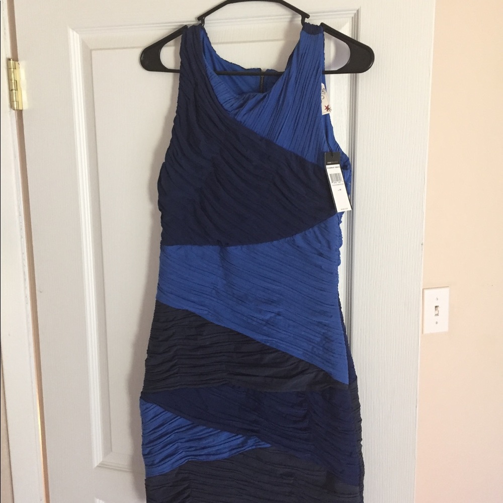 Bcbg maxazria blue pleated cocktail dress