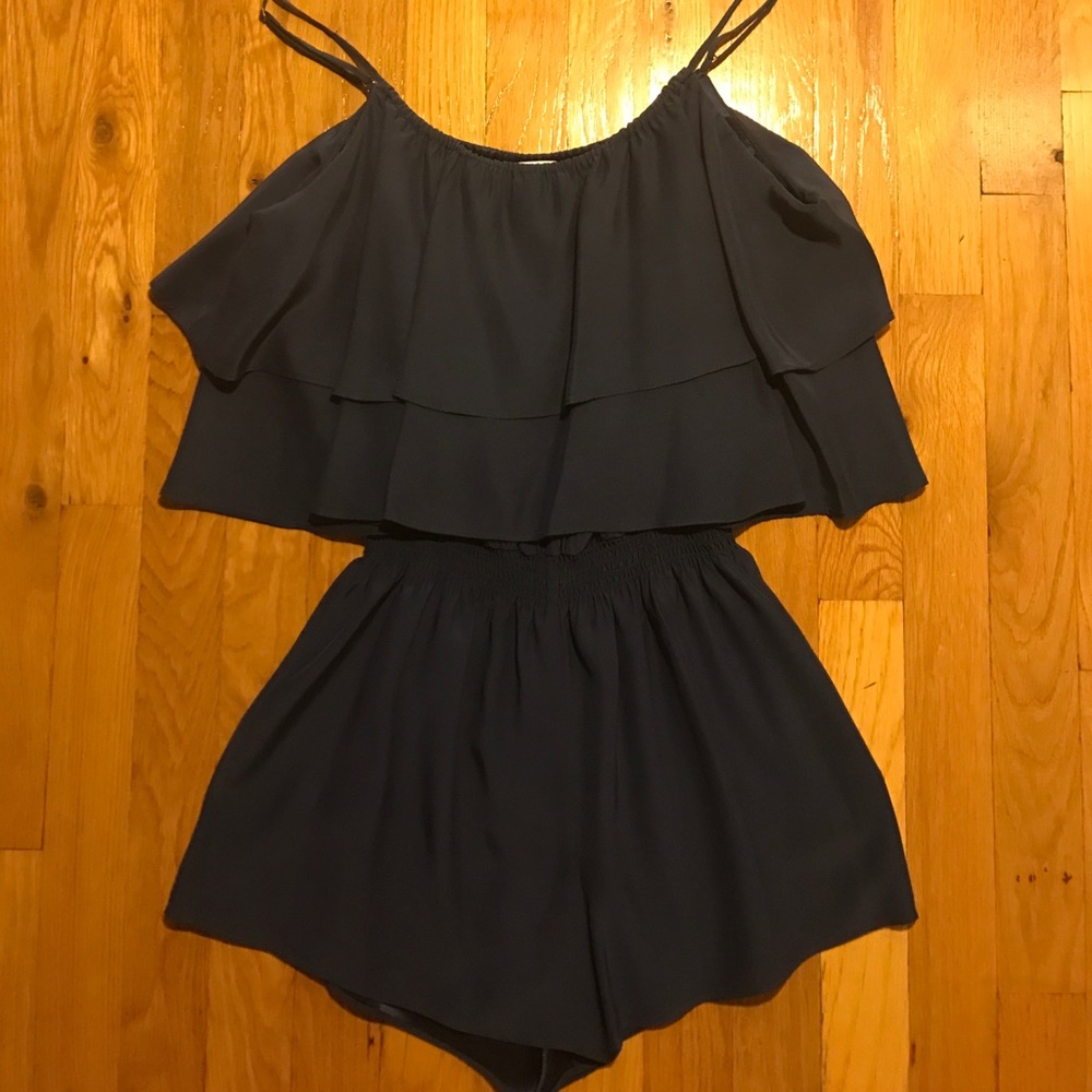 Parker Navy Silk Romper