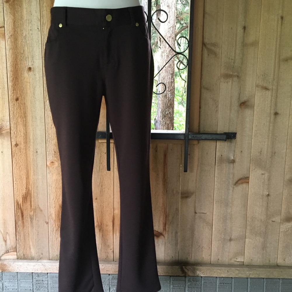 Anne Klein Chocolate Brown Skinny Leg Pants