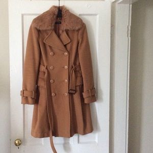 Bebe Fur Collar Wool Coat