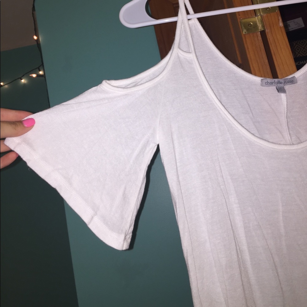 White Charlotte Russe cold shoulder top - Picture 2 of 2