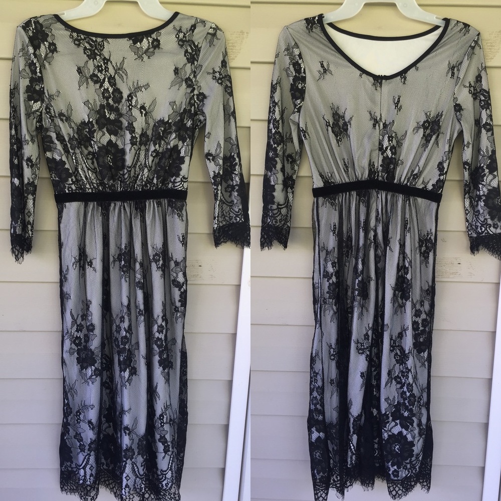 🔵🔵Black Lace Midi Dress NWOT🔵🔵