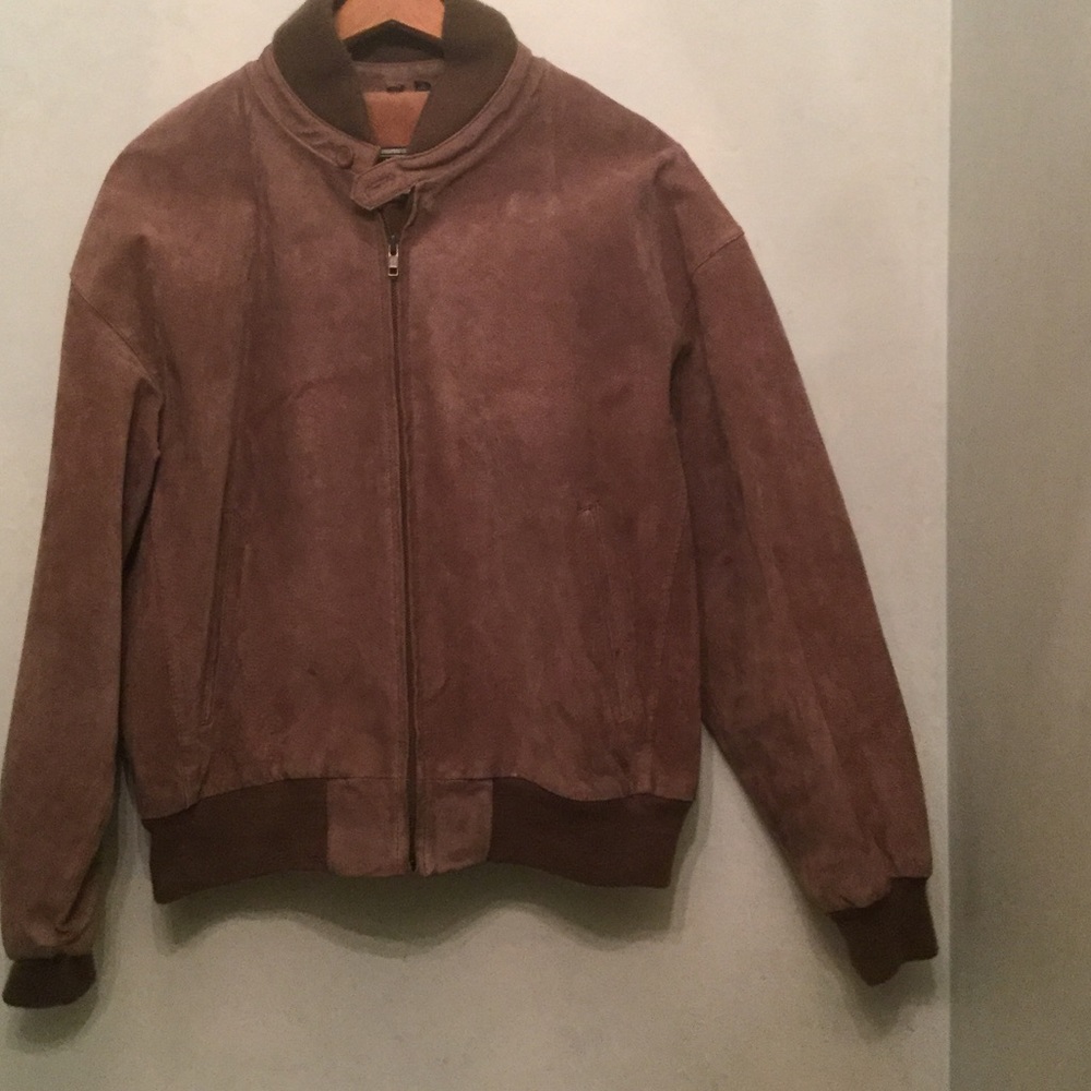 Tan Suede leather Bomber jacket