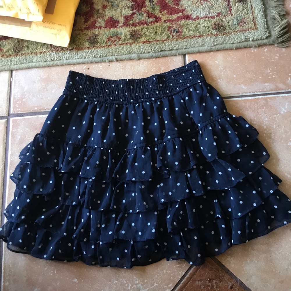 Navy and white polka dot skirt