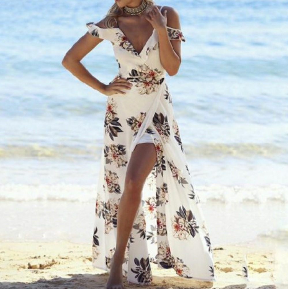 MAXI FLORAL V-NECK SEXY BACKLESS DRESS-preorder - Picture 3 of 8
