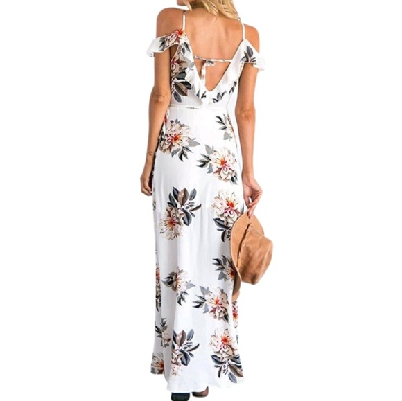 MAXI FLORAL V-NECK SEXY BACKLESS DRESS-preorder - Picture 2 of 8