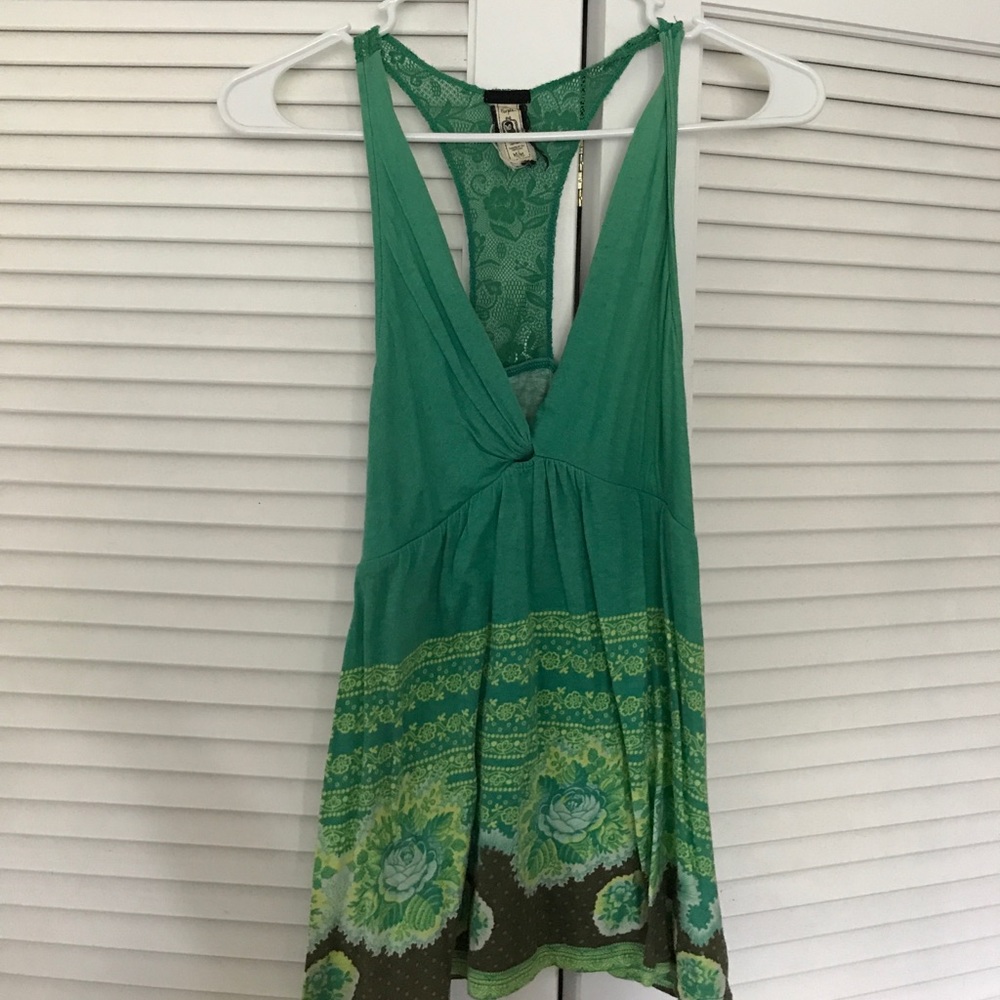 Free People green racer back tank Med/ not for sale
