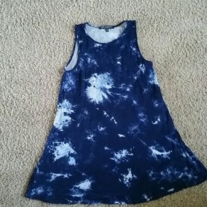 Blue and white tie-dye dress.