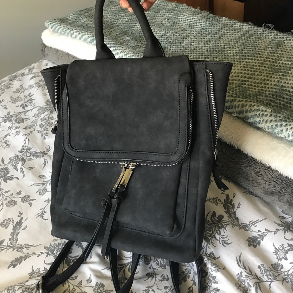 Black suede backpack