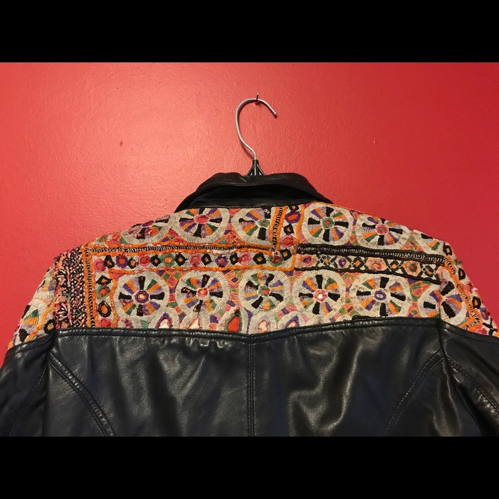 Free People Embellished Classic Leather Jacket - Picture 5 of 8