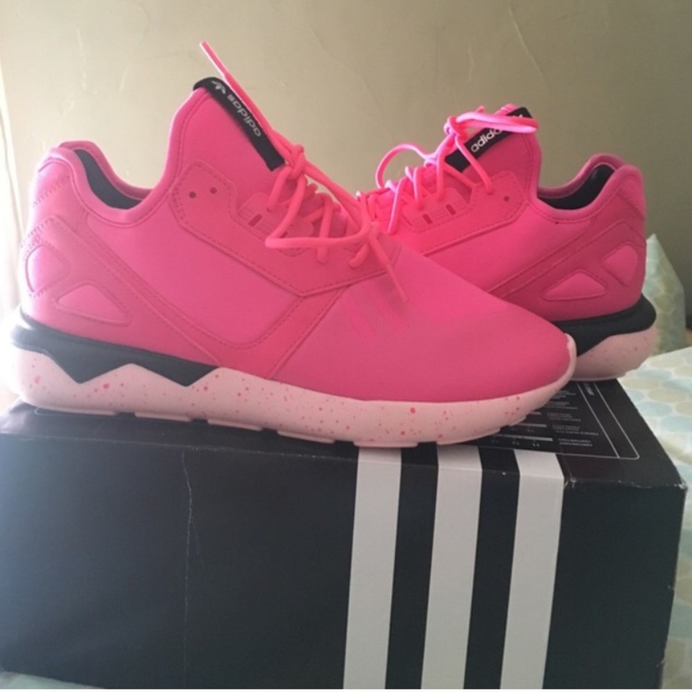 Pink adidas tubular sneakers