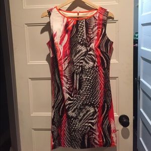 Carmen Marc Valvo mixed pattern dress