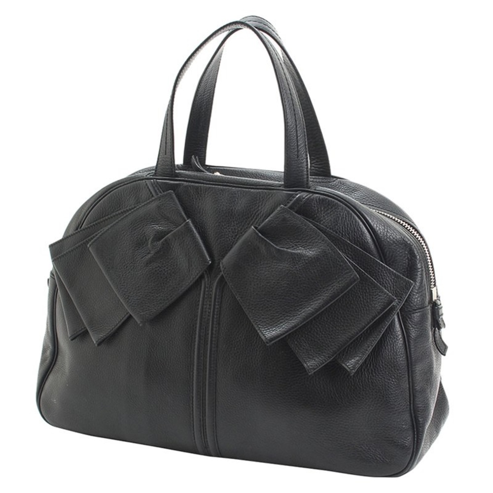 YSL Saint Laurent Obi Bow Handbag Leather Black