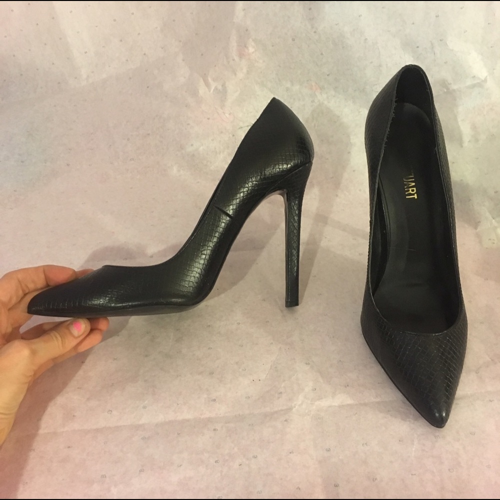 HOLDING 5" snake black leather stiletto