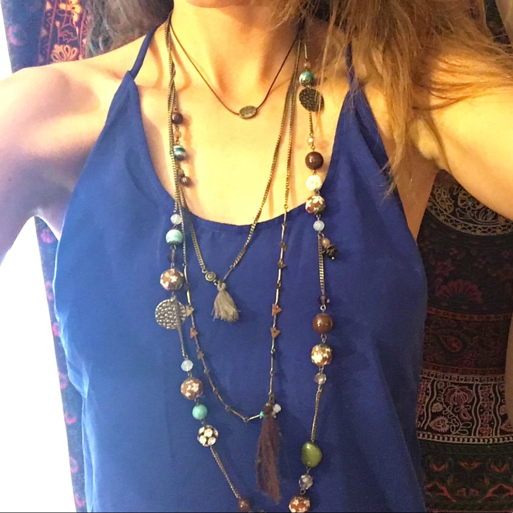 Necklace waterfall style 4 necklaces connected