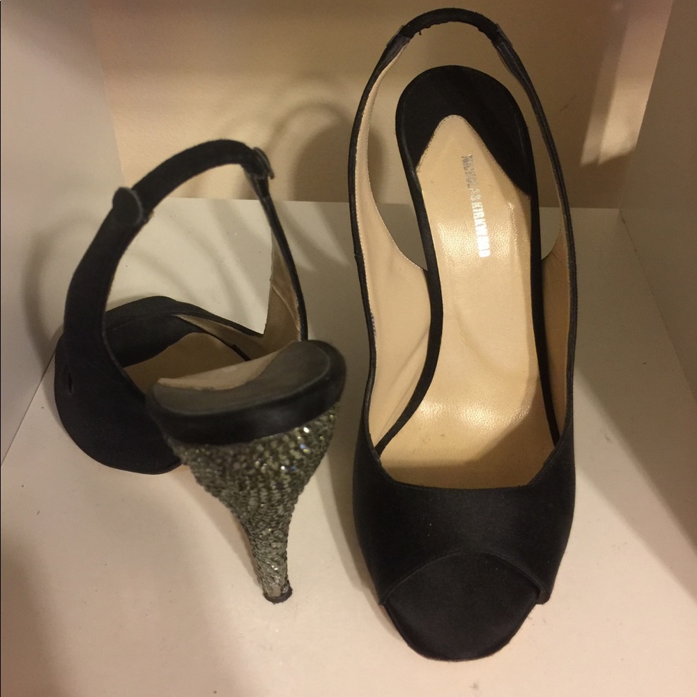 Nicholas Kirkwood satin rhinestone heels peeptoe - Picture 1 of 3