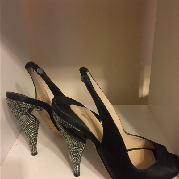 Nicholas Kirkwood satin rhinestone heels peeptoe - Picture 3 of 3