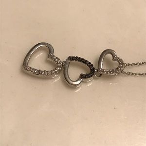 Black & White Diamond Sterling Heart Necklace