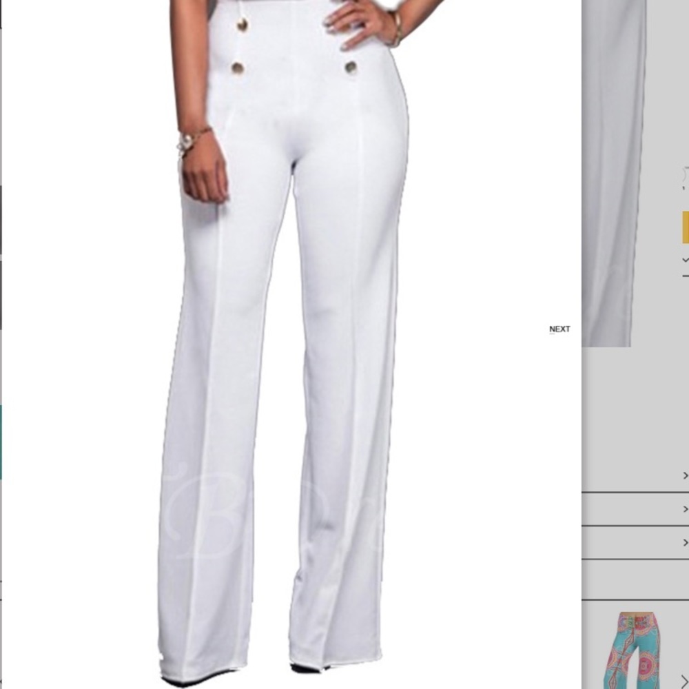 High waisted button wide leg pants